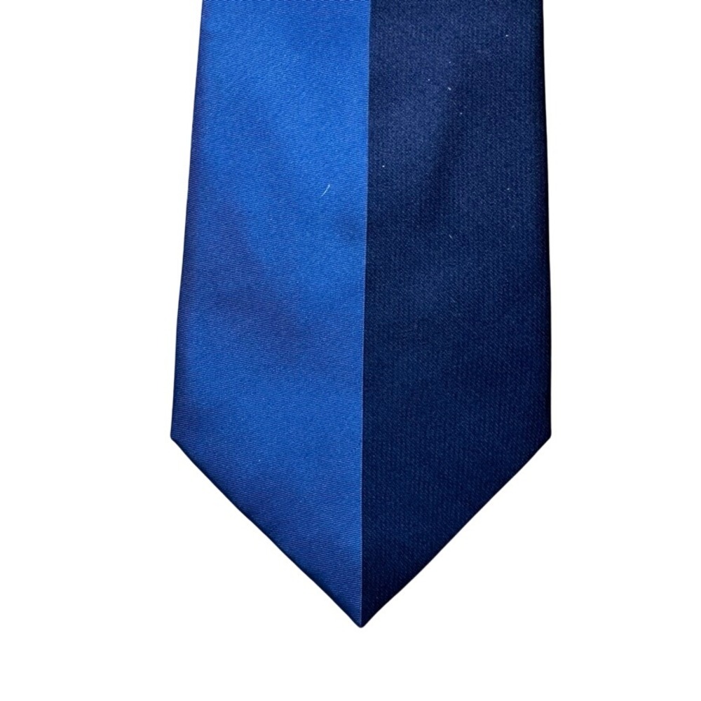 Baci Italy Mens Silk Necktie Blue Two Tone Vertical Stripe Hand Made Italy 58in